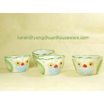 Ceramic Hand-Painted The Set of 4 Measuring Cups-Birds Shape